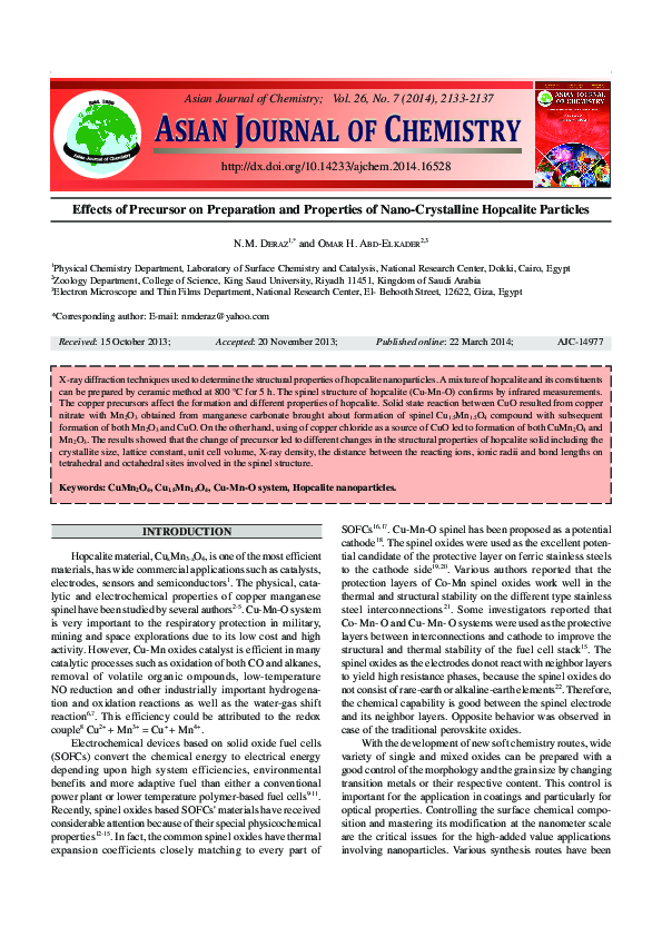 (PDF) Effects of Precursor on Preparation and Properties of Nano ...