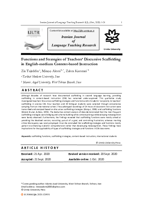 (PDF) Functions and Strategies of Teachers’ Discursive Scaffolding in ...