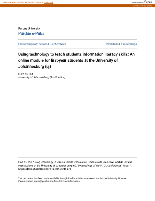 (PDF) Using technology to teach students information literacy skills