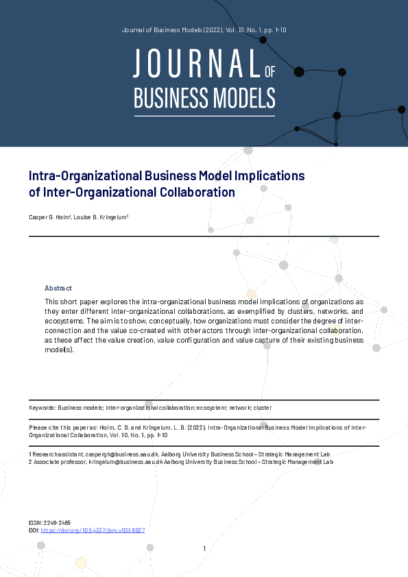(PDF) Intra-organizational business model implications of inter ...