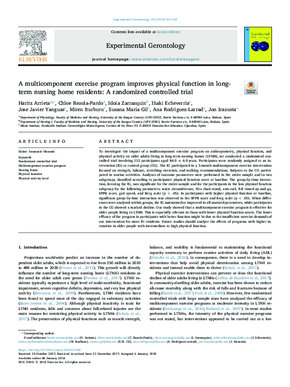 (PDF) A multicomponent exercise program improves physical function in ...