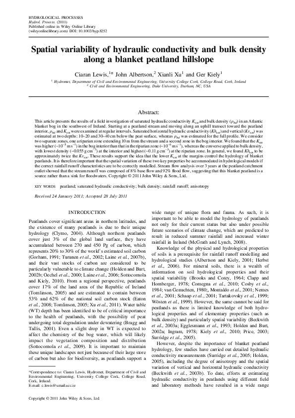(PDF) Spatial variability of hydraulic conductivity and bulk density ...