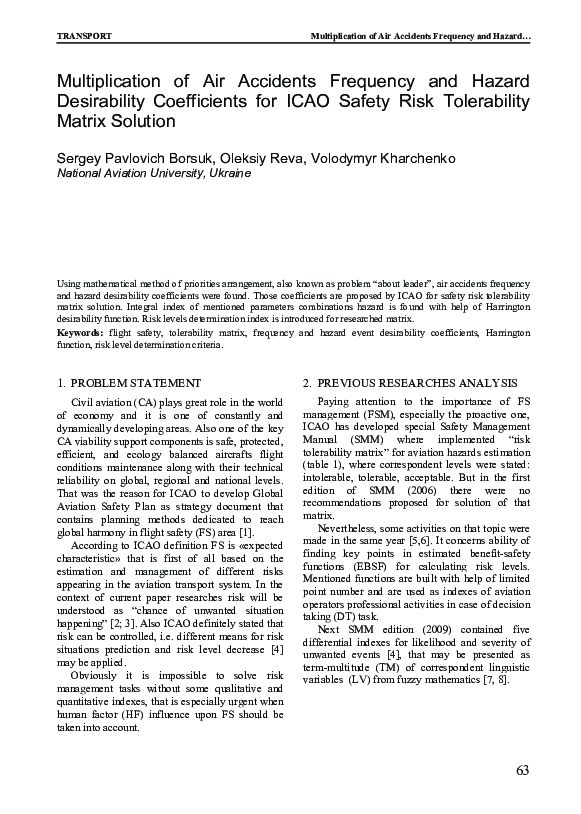 (PDF) Multiplication of Air Accidents Frequency and Hazard Desirability ...