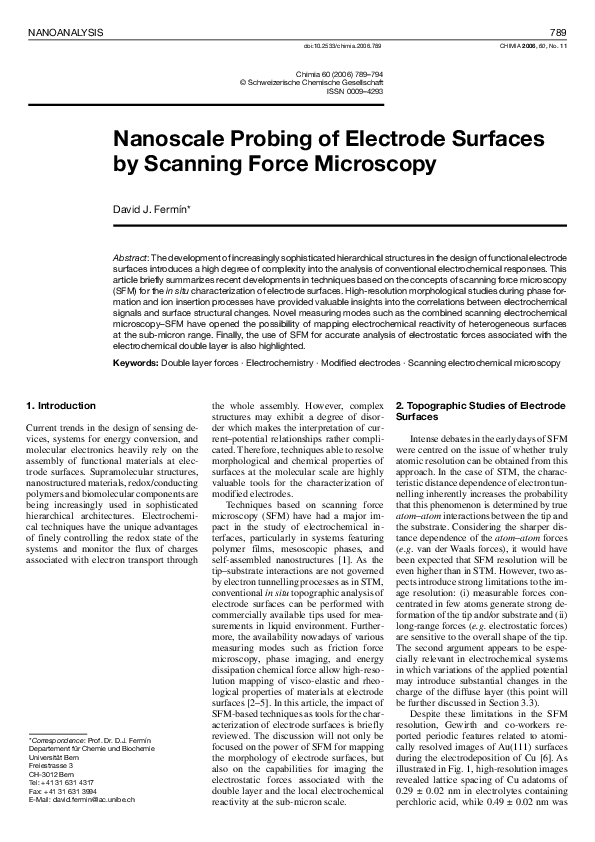 (PDF) Nanoscale Probing of Electrode Surfaces by Scanning Force Microscopy