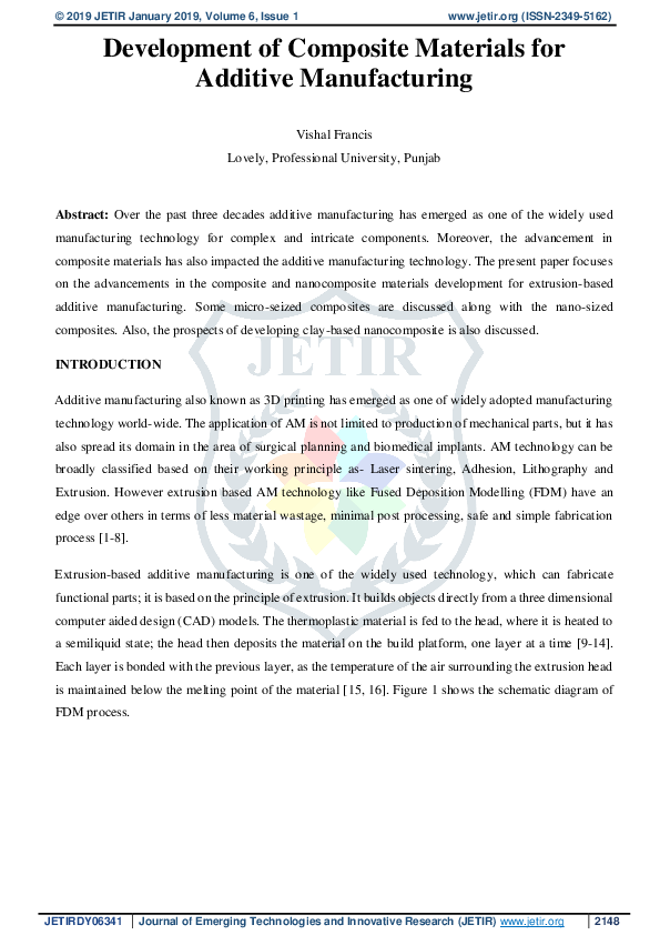 (PDF) Development of Composite Materials for Additive Manufacturing