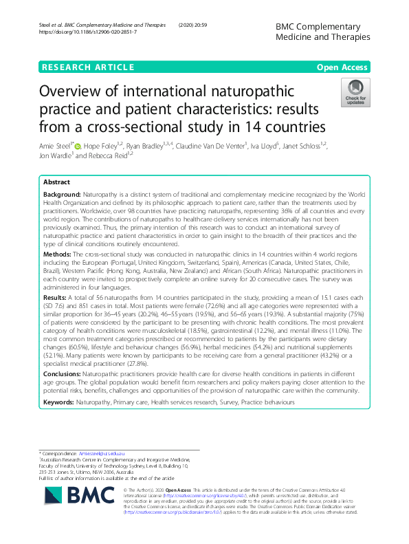 (PDF) Overview of international naturopathic practice and patient ...