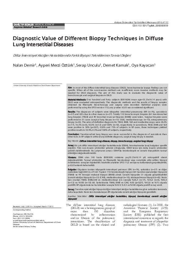 (PDF) Diagnostic Value of Different Biopsy Techniques in Diffuse Lung ...