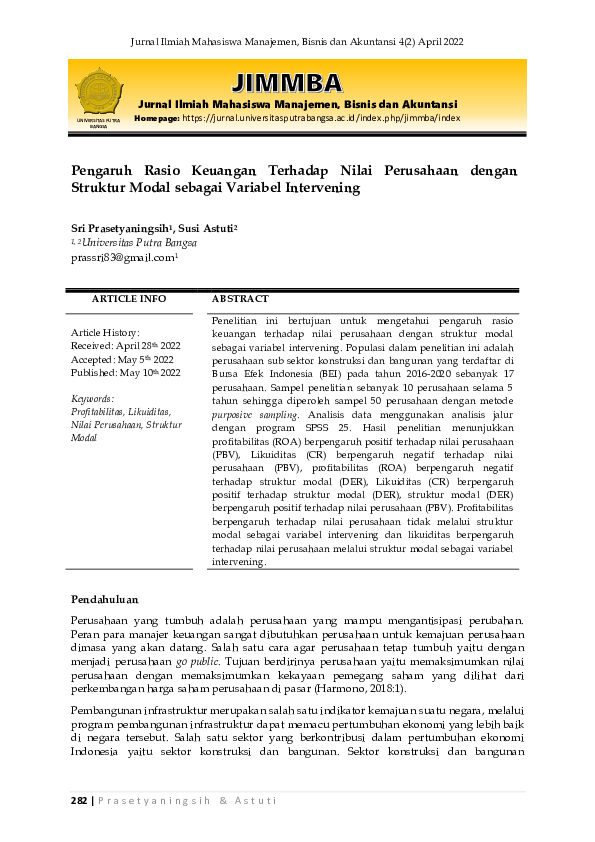 (PDF) Pengaruh Rasio Keuangan Terhadap Nilai Perusahaan dengan Struktur ...