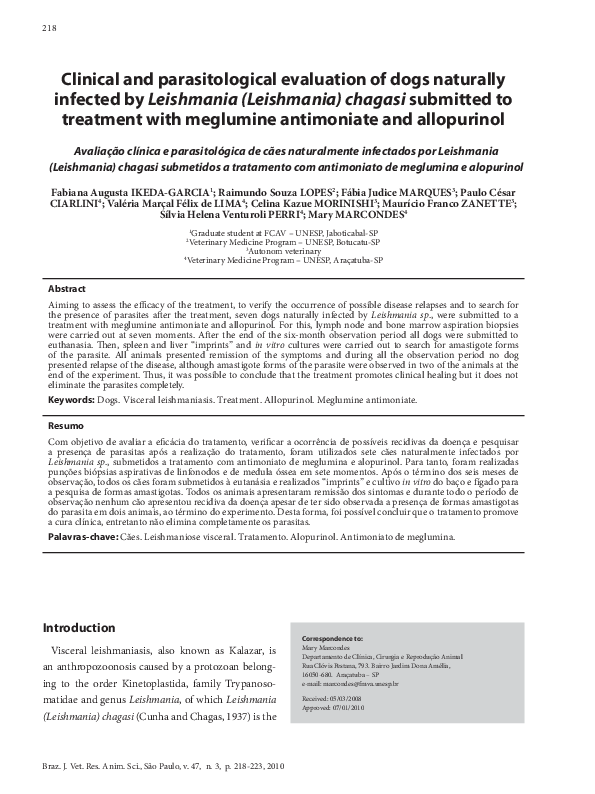 (PDF) Clinical and parasitological evaluation of dogs naturally ... - Evaluation And Treatment For Dogs
