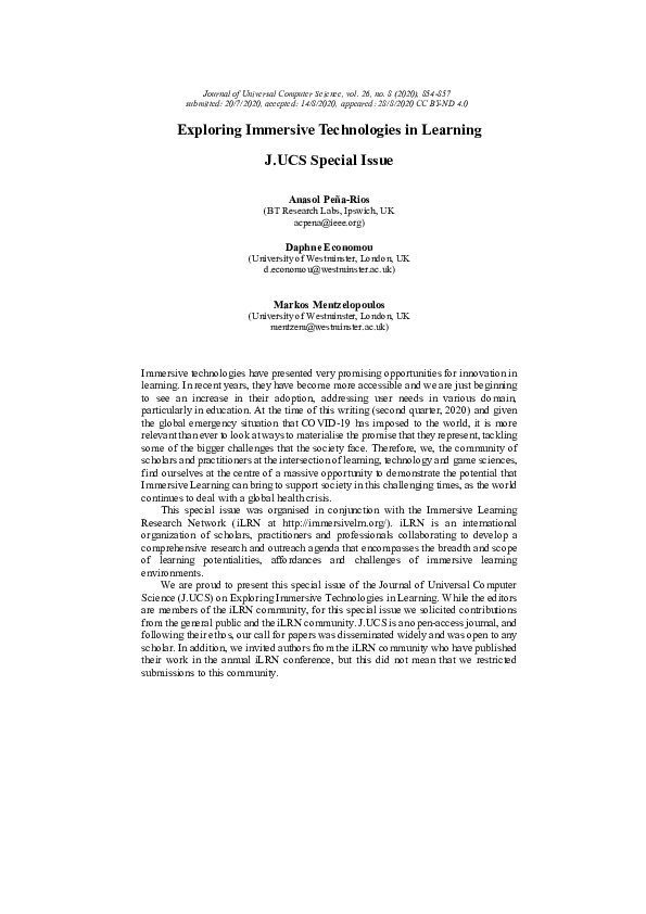 (PDF) Exploring Immersive Technologies in Learning