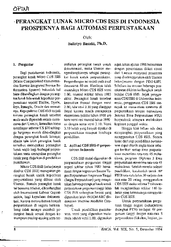 (PDF) Perangkat Lunak Micro CDS Isis DI Indonesia Prospeknya Bagi ...