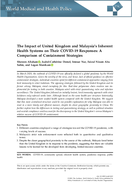 (PDF) The Impact of United Kingdom and Malaysia's Inherent Health ...