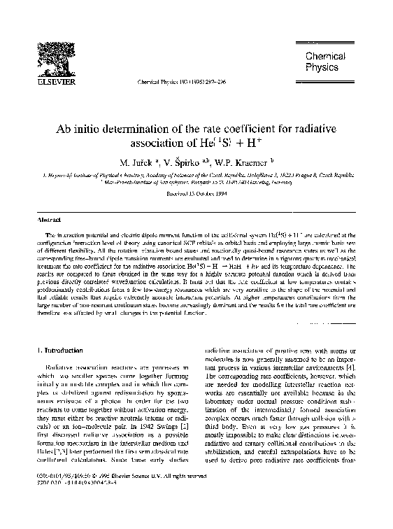 (PDF) Ab initio determination of the rate coefficient for radiative ...