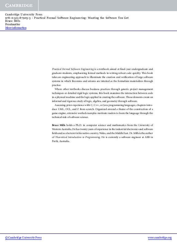(PDF) Practical Formal Software Engineering