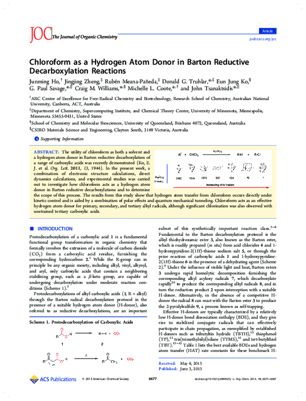 (PDF) Chloroform as a Hydrogen Atom Donor in Barton Reductive ...