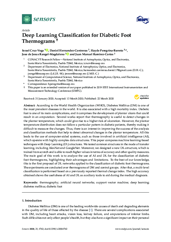 (PDF) Deep Learning Classification for Diabetic Foot Thermograms