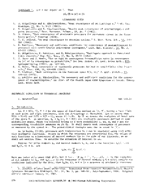 (PDF) Arithmetic simulation of stochastic processes