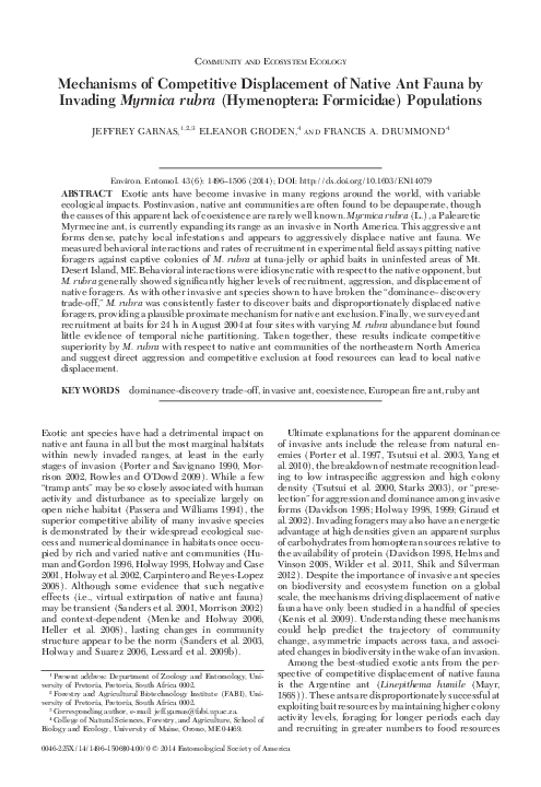 (PDF) Mechanisms of competitive displacement of native ant fauna by ...