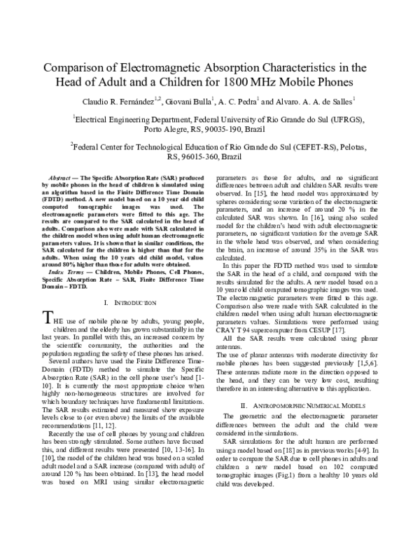 (PDF) Comparison of electromagnetic absorption characteristics in the ...