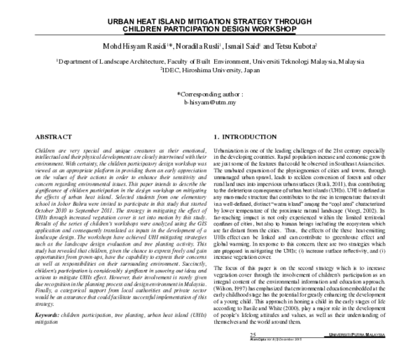 (PDF) Urban Heat Island Mitigation Strategy Through Children ...