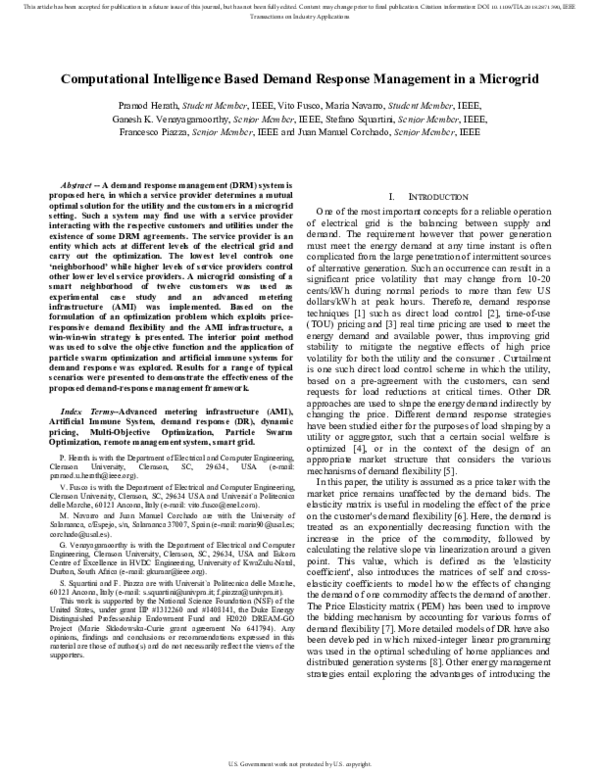 (PDF) Computational Intelligence-Based Demand Response Management in a ...