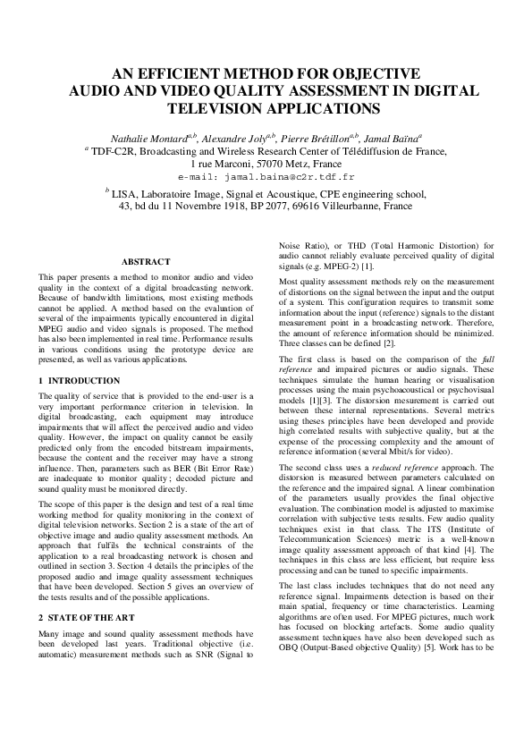 (PDF) An efficient method for objective audio and video quality ...