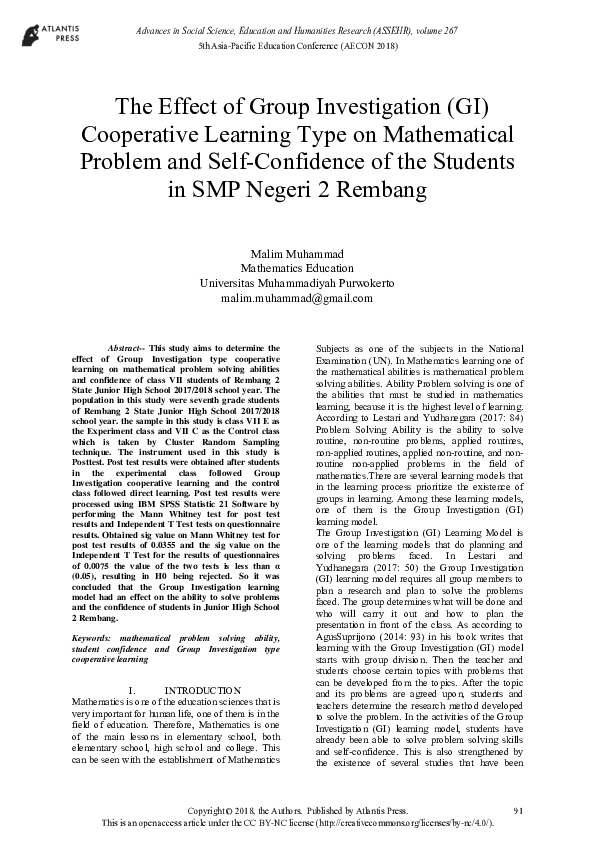 (PDF) The Effect of Group Investigation (GI) Cooperative Learning Type ...