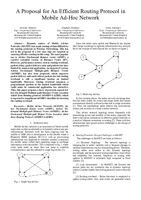 (PDF) A Proposal for An Efficient Routing Protocol in Mobile Ad-Hoc Network