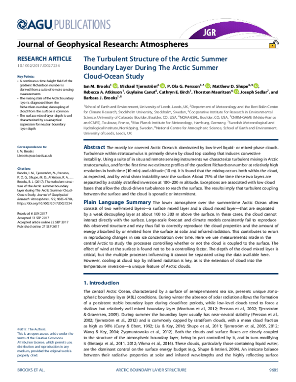 (PDF) The Turbulent Structure of the Arctic Summer Boundary Layer ...