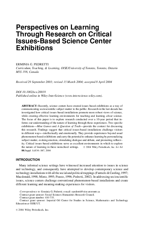 (PDF) Perspectives on learning through research on critical issues ...