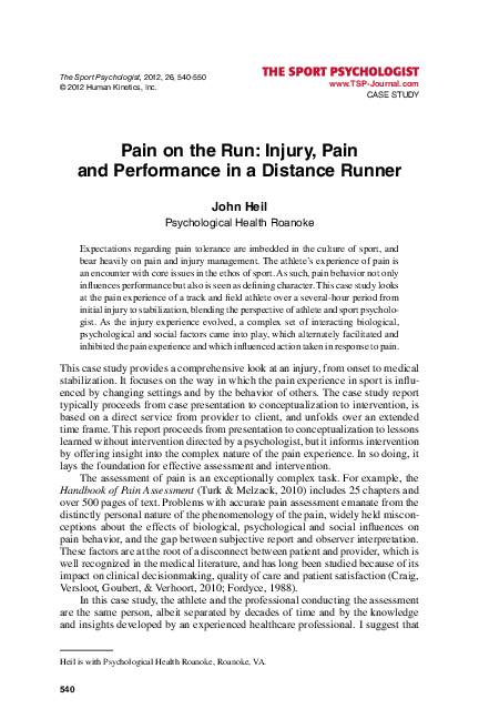 (PDF) Pain on the Run: Injury, Pain and Performance in a Distance Runner