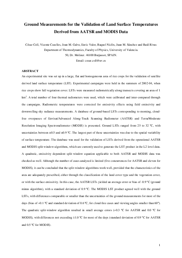 (PDF) Ground measurements for the validation of land surface ...