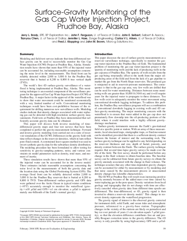 (PDF) SurfaceGravity Monitoring of the Gas Cap Water Injection Project