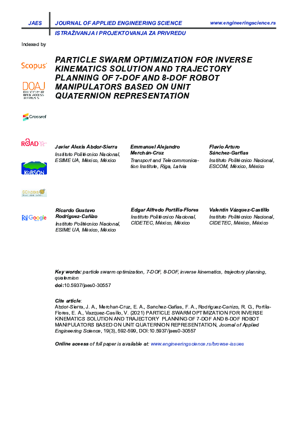 (PDF) Particle swarm optimization for inverse kinematics solution and ...