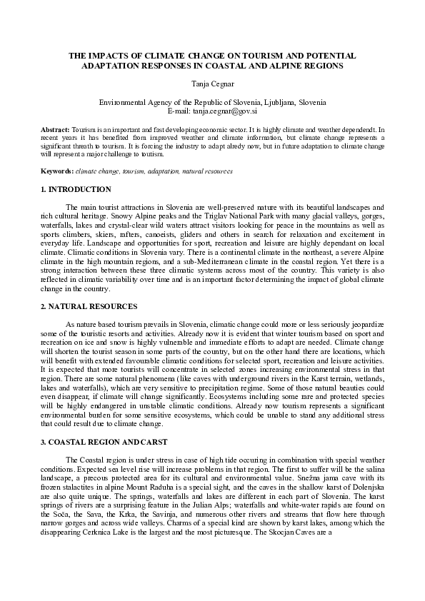 (PDF) The Impacts of Climate Change on Tourism and Potential Adaptation ...