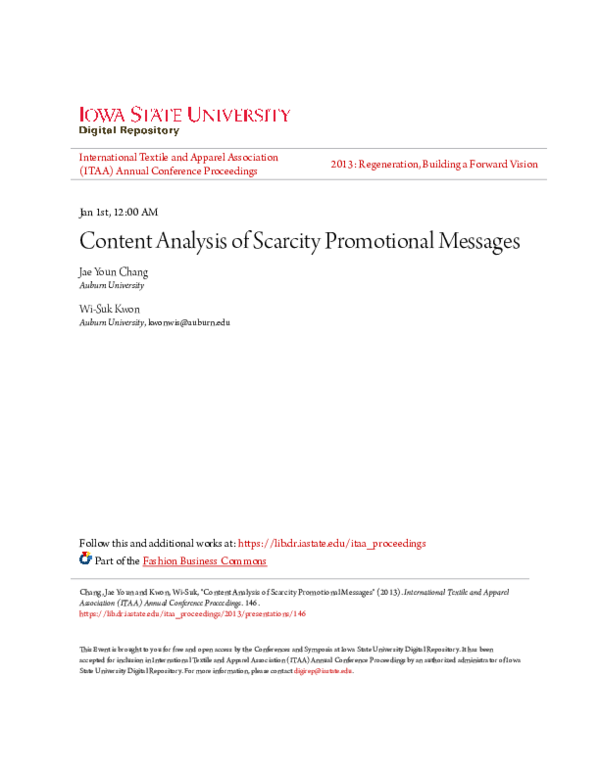 (PDF) Content Analysis of Scarcity Promotional Messages