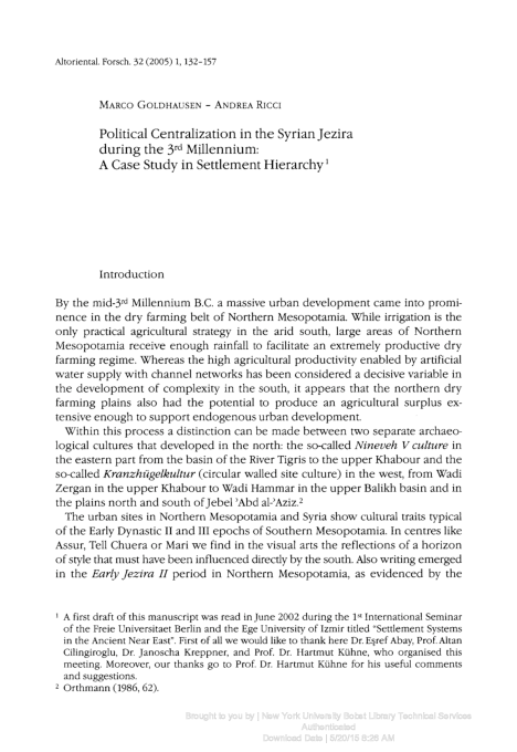 (PDF) Political Centralization in the Syrian Jezira during the 3rd ...