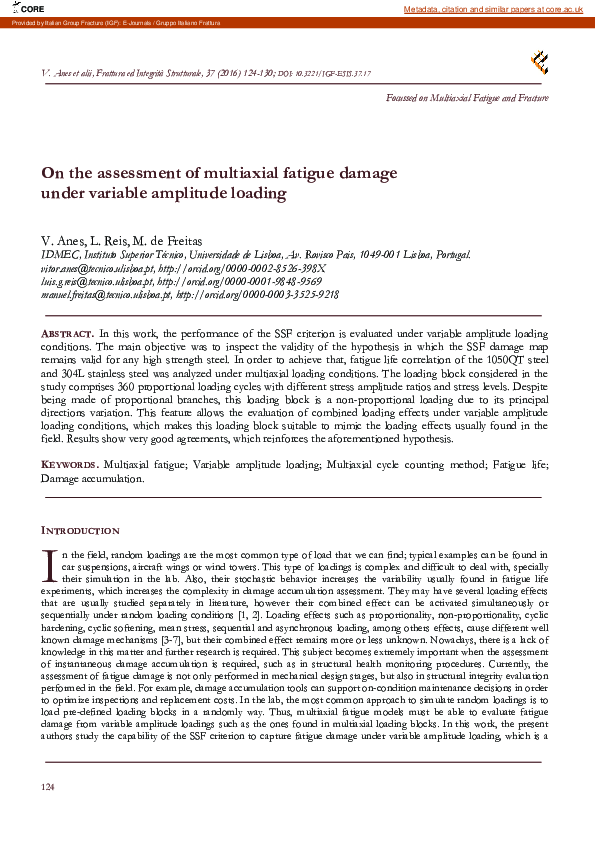 (PDF) On the assessment of multiaxial fatigue damage under variable ...