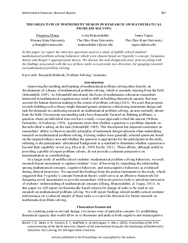(PDF) Theorization of Instrument Design in Research on Mathematical ...