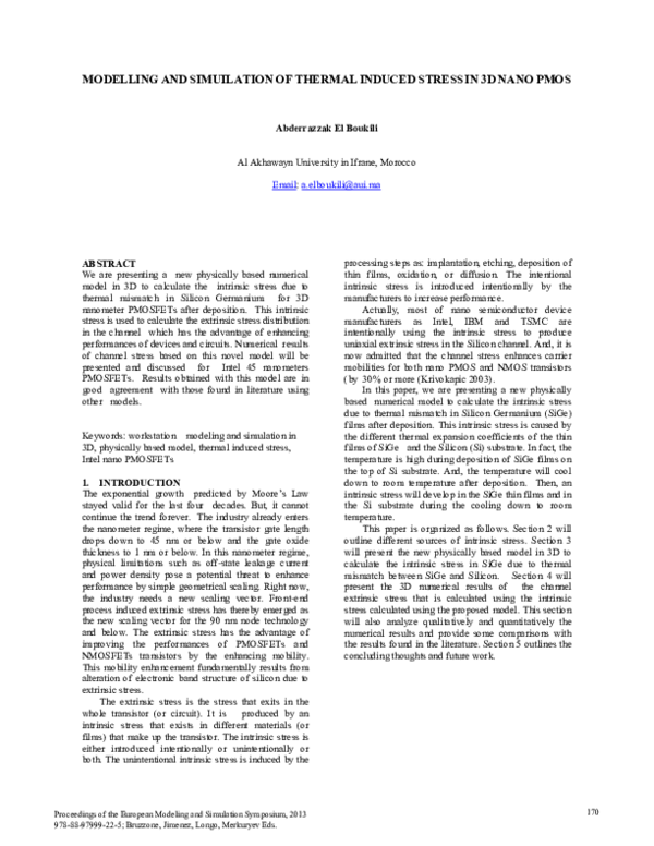 (PDF) Modelling and simuilation of thermal induced stress in 3D nano PMOS