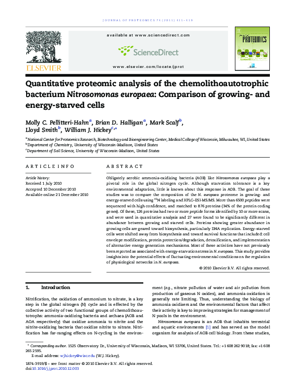 (PDF) Quantitative proteomic analysis of the chemolithoautotrophic ...