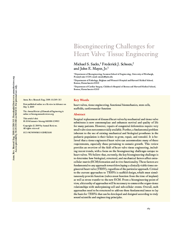 (PDF) Bioengineering Challenges for Heart Valve Tissue Engineering
