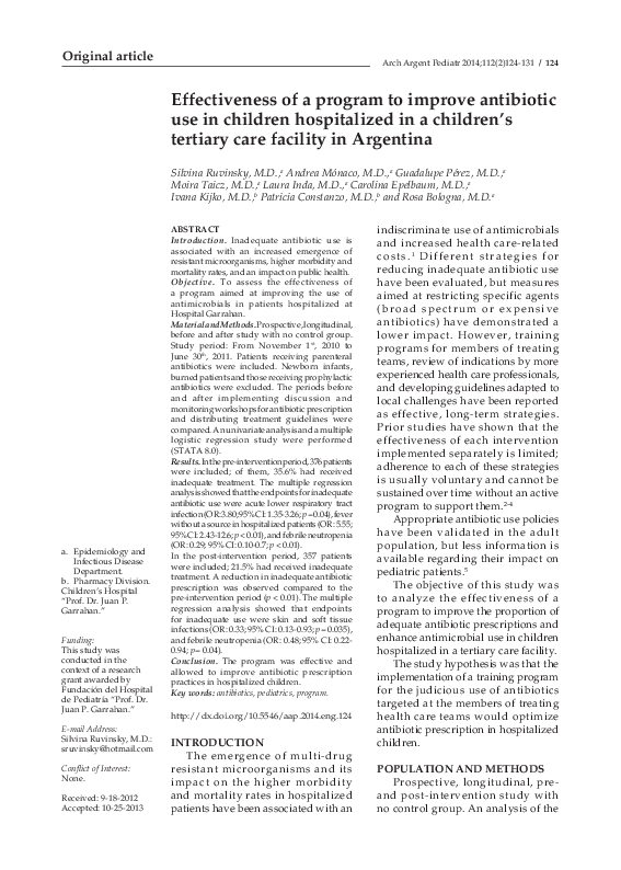 (PDF) Effectiveness of a program to improve antibiotic use in children ...
