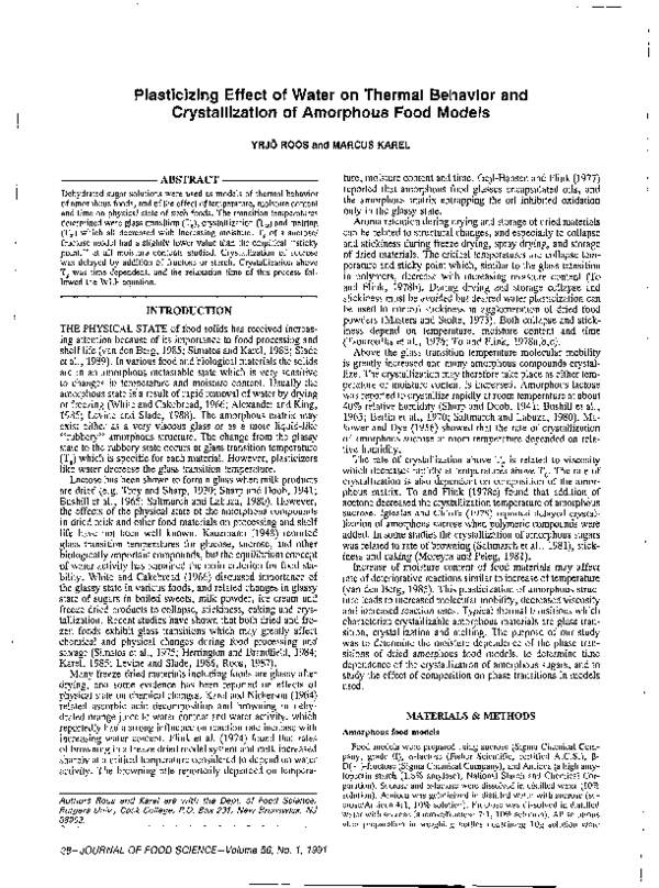 (PDF) Plasticizing Effect of Water on Thermal Behavior and ...