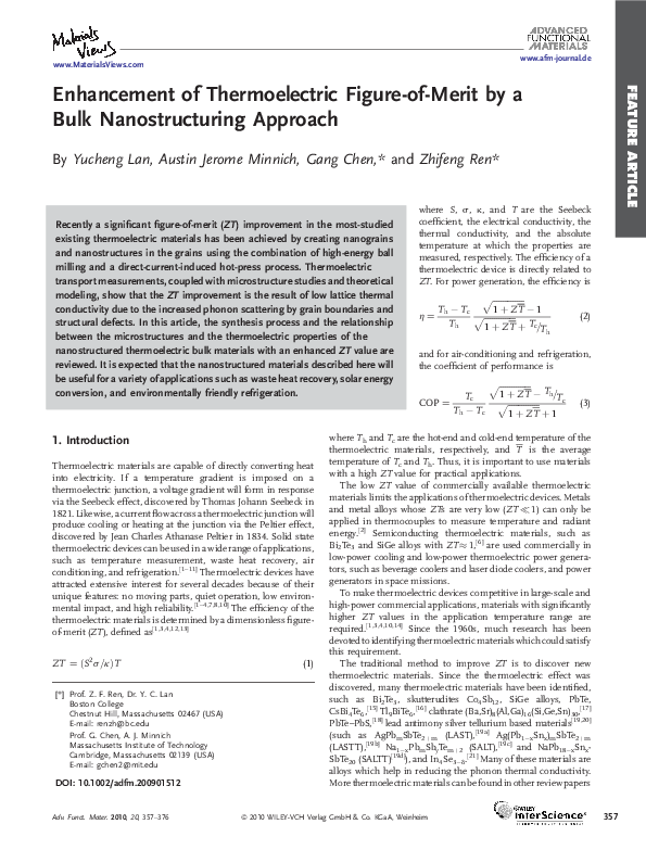 (PDF) Enhancement of Thermoelectric Figure-of-Merit by a Bulk ...
