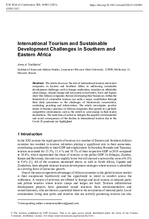 (PDF) International Tourism and Sustainable Development Challenges in ...