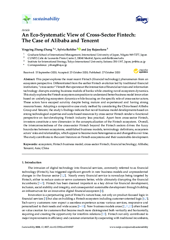 (PDF) An Eco-Systematic View of Cross-Sector Fintech: The Case of ...