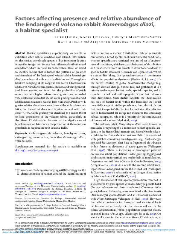(PDF) Factors affecting presence and relative abundance of the ...