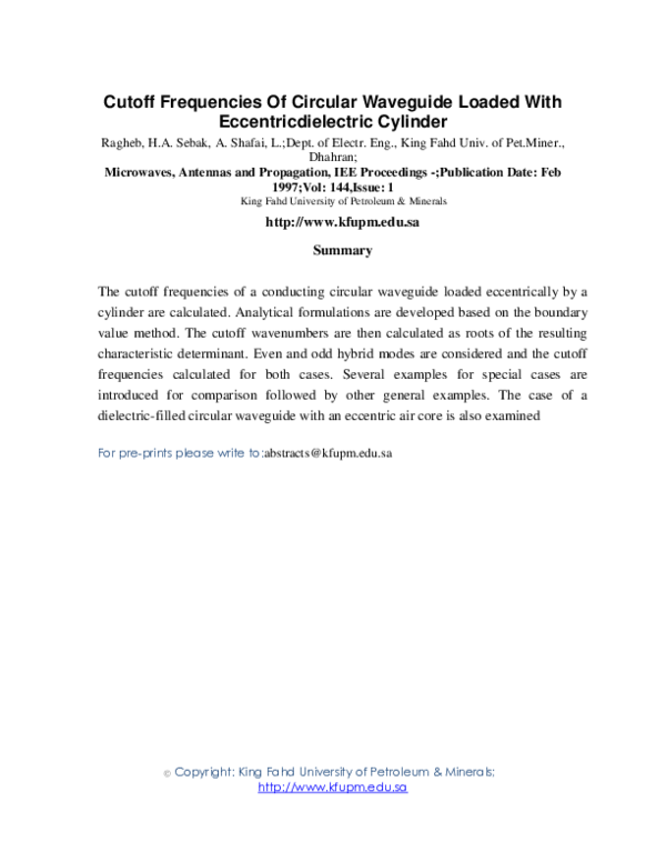 (PDF) Cutoff frequencies of circular waveguide loaded with eccentric ...