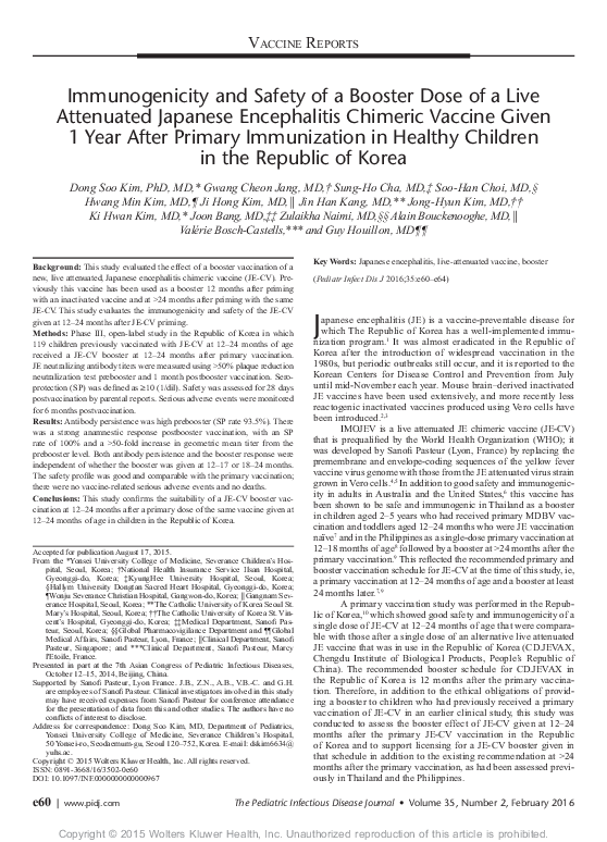 (PDF) Immunogenicity and Safety of a Booster Dose of a Live Attenuated ...